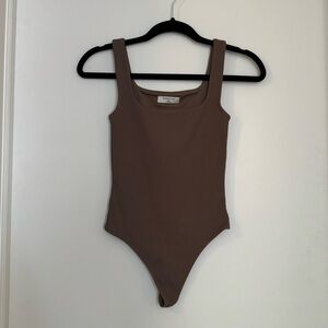 Aritzia Babaton Contour Tank Bodysuit - Deep Taupe / Ribbed (XXS)